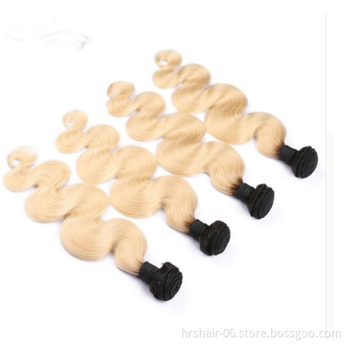 1B 613 Blonde Body Wave hair bundles Brazilian Human Hair Extension With Lace Closure